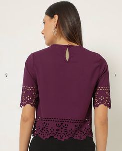 Stylish Purple Cutout Crop Top