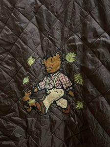 Quilted Vest with Bear Embroidery