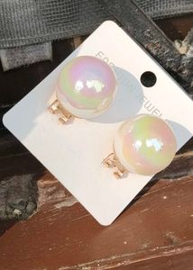 Oversized Rainbow Pearl Easy Back Closure Earrings