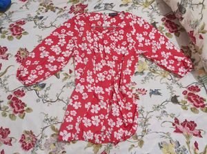 Red Top With Floral Design
