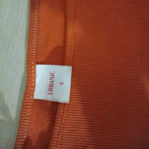 Orange Puff Sleeve Crop Top