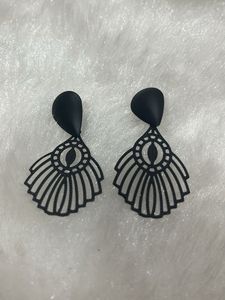 Black Art Deco Dangle Earrings
