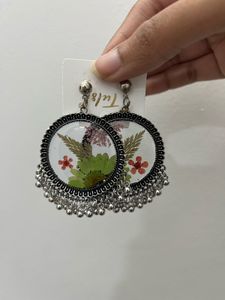 Real flowers handmade resin jhumkas🌸🌷
