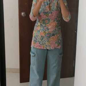 Light Wash Cargo Jeans