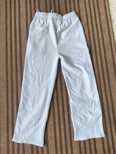 Casual White Ribbed Pants