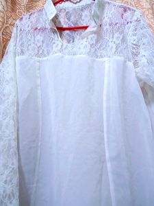 Transparent White Net Sleeves Kurti 🤍