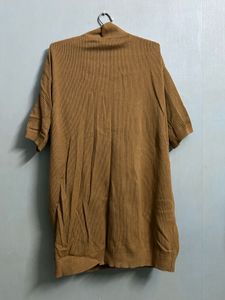 Men&#39;s Brown Knit Polo Shirt