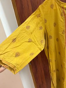 Yellow Embroidered Kurti