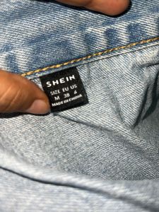 Denim Button-Front Slit Midi Skirt