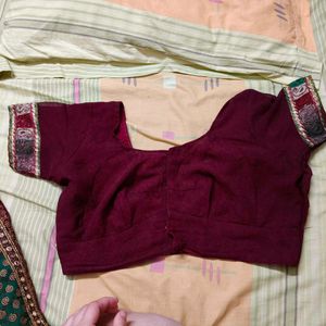 Maroon &amp; Gold Saree