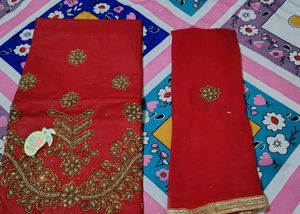 Red Embroidered Salwar Suit With Dupatta