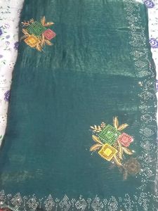 Elegant Green Embellished Saree