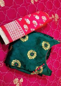 beautiful threads work suit with red duppata