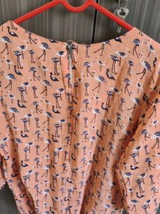 Peach Flamingo Print Top