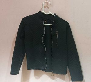 Black Quilted Bomber Jacket