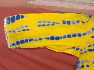 BrandNew Yellow&amp;Blue Tie-DyeKurta+GentlyUsed Bott
