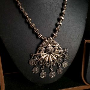 Silver Tone Coin Necklace