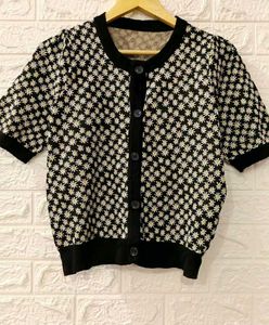 Black Daisy Cardigan Top
