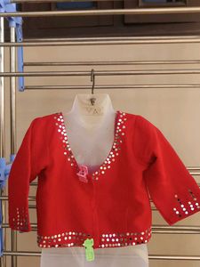 Red Mirror Work Blouse