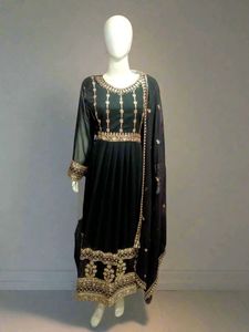 Elegant Black and Gold Anarkali Suit
