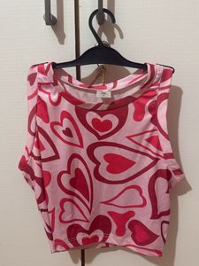 Retro Heart Print Crop Top