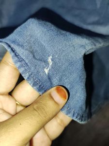 Denim High Low Top For Women