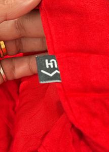 Chic Red Mandarin Collar Top