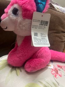 New Soft Toy- Pink &amp; White Plush Fox