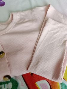 Cute Baby Pinkinsh Peach Buttoned Crop Top
