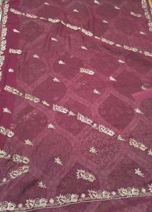 vintage white Salma hand work saree