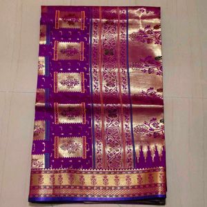 Elegant Purple &amp; Gold Saree
