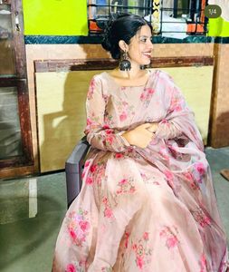 Elegant Floral Print Dress with Duppata