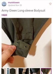 H&amp;M Army Green Long-sleeve Bodysuit