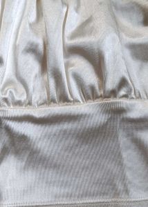 White Satin Ruched Crop Top