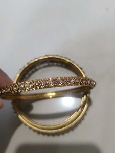 Elegant Gold Tone Bangle Set