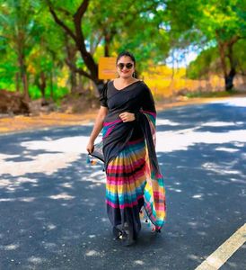 Striped Saree with Tassels