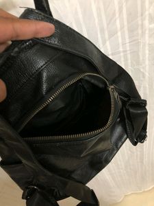 Black Leather Classic Backpack