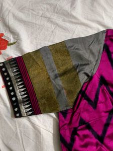 Mirror Work Pink Blouse Pure Pattu