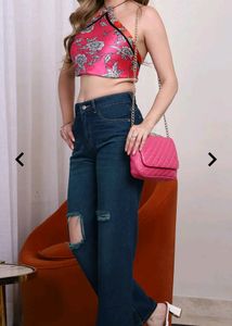 Shein High Rise Distressed Wash Jeans