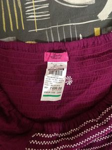 Purple Embroidered Peasant Dress