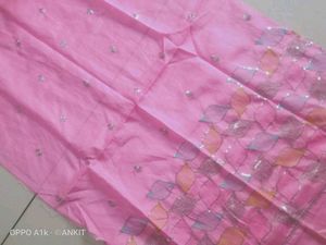 Beautiful Embroidery Pink Unstitched Blouse Piece
