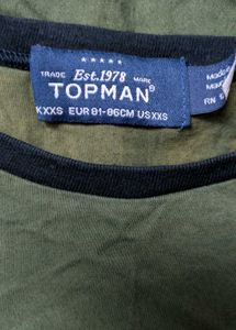 Topman Olive Green Raglan Women Tee