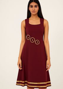 Maroon Stiched dress