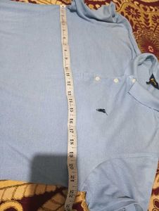 Men Light Blue Polo Neck T-Shirt
