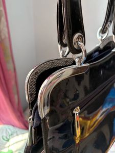 Blue Glossy Hand Bag