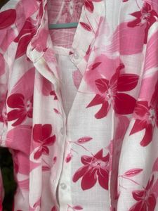Pink Floral Print Button-Down Shirt