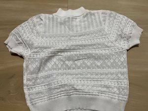 White Lace Knit Top