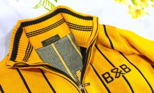 OSWAL wool Striped Knit Cardigan