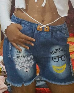 Graphic Print Denim Shorts