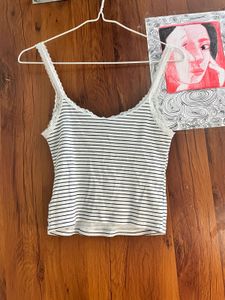 Striped Lace Trim Tank Top